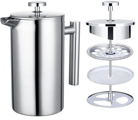 Doria 350 ml French Press Kaffeebereiter – Edelstahl French Press Cafetiere, Kaffeepresse, Kaffeemaschinen