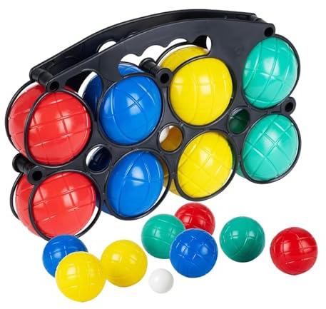 A2Z 4 Kids 8 Piece Boules Set Kids Classic Outdoor Garden Game Set, French Boules Set Kids Camping Holiday Petanque Game Set Kids Jack and Bowl Carry Holder Kids Outdoor Kids Entertainment Game