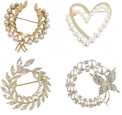Aikeis Broche pour femme, imitation strass, élégantes et épingles, corsage à clip pour écharpe, vêtements, badge, AKA1030FangSZuanXZ, Métal, Pas de gemme