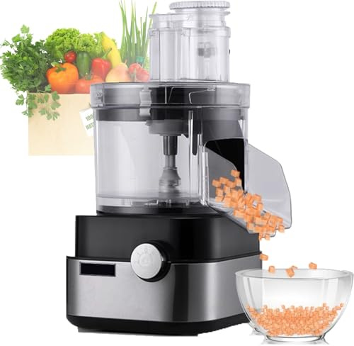 URJWAN Coupe Legumes Electrique, Coupe-LéGumes éLectrique en Cubes avec Grille à 5 Cubes Capacité De 5000 ML Hachoir à Fruits Et LéGumes Carotte/Pomme De Terre/Oignon pour La Maison/Le Commerce