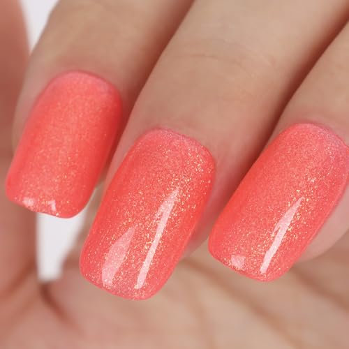 TUTUYU Koralle Rosa Glitzer UV Nagellack Gel, 12ml UV/LED Soak Off Funkelnder Schimmer Heller Korallenrosa Gel-Nagellack für Maniküre-Salon oder DIY Nail Art zu Hause