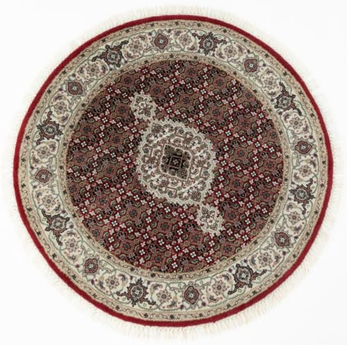 Nain Trading Indo Täbriz Mahi 94x92 Handgeknüpft Orientteppich Rund Teppich Wolle Indien