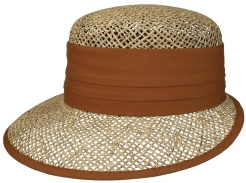 Seeberger Beach Stråkeps Damer - strandkeps solkeps damkeps Sluten på baksidan, med skärm, grosgrain band, kantband Vår-sommar Sommar - One Size brun