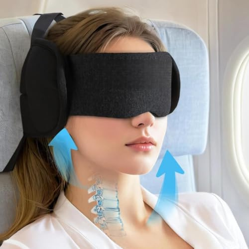 EUBSWA Cuscino da viaggio con maschera per gli occhi, cuscino aereo per dormire, cuscino da viaggio per bambini, morbido cuscino poggiatesta con maschera per gli occhi