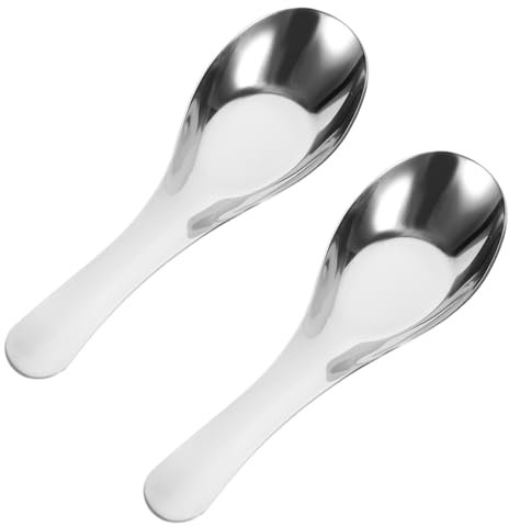 Cabilock 2piezas Cuchara Plana De Acero Inoxidable Cucharas Soperas Para Restaurante Utensilios De Cocina De Comida Para Cereales
