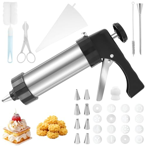 VAVPUP Churro Maker Set aus Edelstahl,wiederverwendbar Rostfreie Churros Maker Maschine,Mehrzweck Plätzchenpresse mit ergonomischem Griff für Churro Kekse und Cupcakes