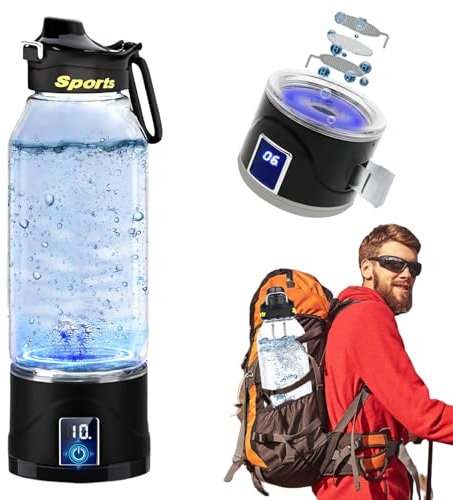 Botella de agua de hidrógeno de 1 L, ionizador de hidrógeno para hacer botella con tecnología SPE y PEM, botella portátil Lonisator para oficina, viajes y bebida diaria