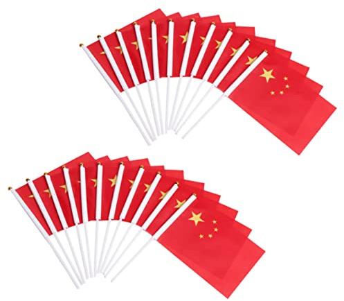 VICASKY Lot de 50 drapeaux de la Chine Drapeaux nationaux chinois en polyester avec drapeaux de table pour la décoration de fêtes et d'événements