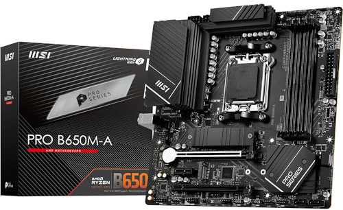 MSI PRO B650M-A WiFi V1 Motherboard, Micro-ATX - Supports AMD Ryzen 9000/8000 / 7000 Series Processors, AM5 - DDR5 Memory Boost 6000+MHz/OC, 2 x PCIe 4.0 x16, 2 x M.2 Gen4, 2.5G LAN