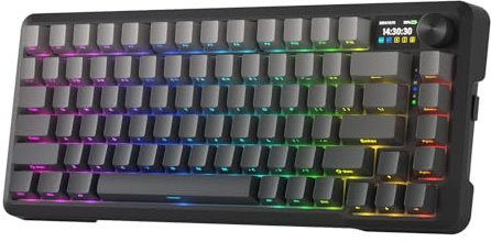 Redragon K724 PRO Kabellose Gasket RGB Tastatur 81 Tasten TFT Display | 5-lagige Geräuschdämpfung RGB Sockel nach Süden PBT Tastenkappen US Layout Drehknopf