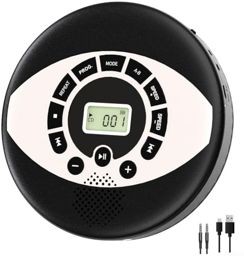 CWOQOCW CD Player Personal Disc Player with Dual Speakers Built-in 2000mAh Rechargeable Battery Anti-Skip Protection USB AUX Output