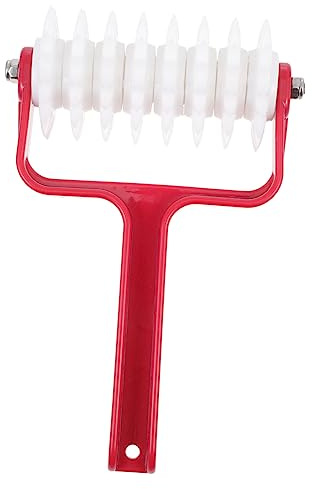 Garneck Pizza Needle Roller and Dough Docker Roller, Red Baking Blistering Tool for Homemade Pizza Crust, Kitchen Gadget for Baking and Cooking Supplies