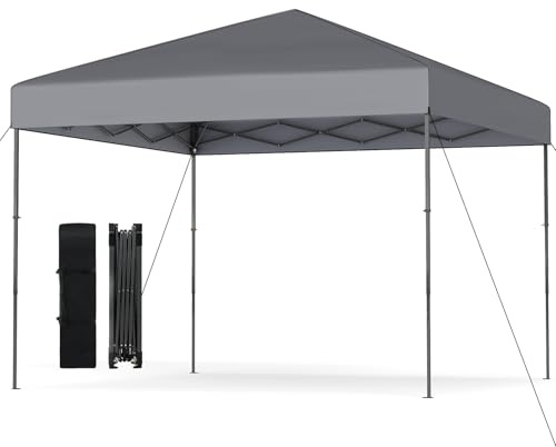 COSTWAY Carpa Plegable 2,95 x 2,95m, Altura Ajustable, Pergolas de Jardin Pop up con Bolsa de Transporte, Gazebo Pabellón Plegable Camping Fiesta (Gris)