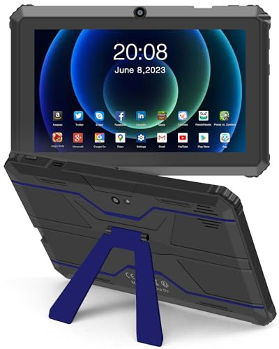 Haehne Tablette Android, Tablette 7 Pouces, avec Support, Compatible avec Une Carte TF de 256 Go, Bleu