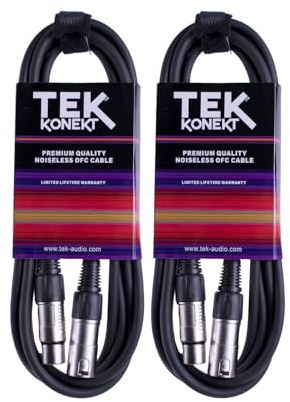 Premium XLR Cable for a Clear Audio Signal with Balanced Male to Female Microphone Lead, plus Cable Tie, for professional DJ, stage and studio (Black, 2 x 10m)