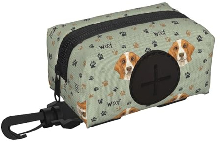 Soporte para bolsas de excrementos de perro para correa, suave, ligero, con estampado de patas, dispensador de rollos, cierre de , accesorios para caminar con cremallera y mosquetón