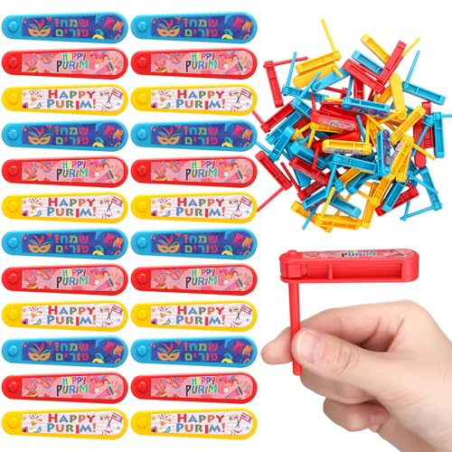 Lukmaa 16 Pcs Traditional Purim Gragger Novelty Purim Gragger Noisemaker Metallic Noisemaker Holiday Noise Makers for New Years Celebration Supply(Cute)