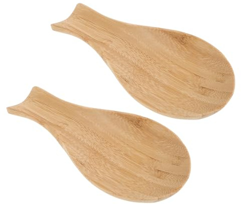 CIYODO 2 Pièces Repose-cuillère Bois Naturel Support Multifonction pour Cuillères Spatules et Pinces Porte-ustensiles Résistant Chaleur pour Plan de Travail Cuisine et Décoration Campagne