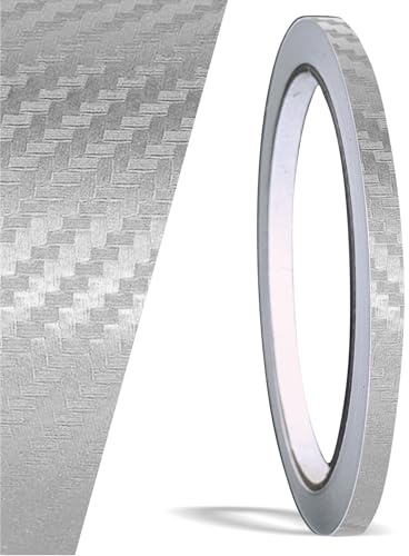 siviwonder Zierstreifen Folie carbon Optik silber 5mm 10 m Pinstripe Tape selbstklebend Dekorstreifen Auto Motorrad Boot Modellbau Konturmarkierung felgenrand aufkleber seitenstreifen zierband DIY