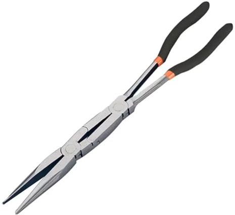 Gettimore Enhanced Long Reach Needle Nose Pliers Set with Straight 45° and 90° Bent Tips, High Carbon Steel Compound Joint Hand Tool for Automotive Repair and Precision Work Straight pliers