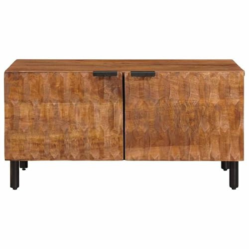 HOMELEN Soffbord brunt 80 x 50 x 40 cm, massivt trä, mango för vardagsrum, lounge, inomhusområde med modern design och funktionellt förvaringsutrymme, bord och kaffebord
