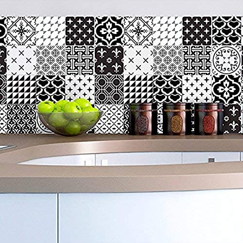 Ambiance Sticker, Ornements Anciens Nuance De Gris, Lot de 16, 10x10 cm | Crédence adhésive cuisine, pose facile, dalle autocollante murale, plaque murale salle de bain, papier adhésif décoratif