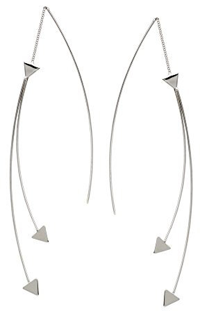 Sterling Silber rhodiniert fancy Double Wire mit Triangel Einfädler Ohrringe