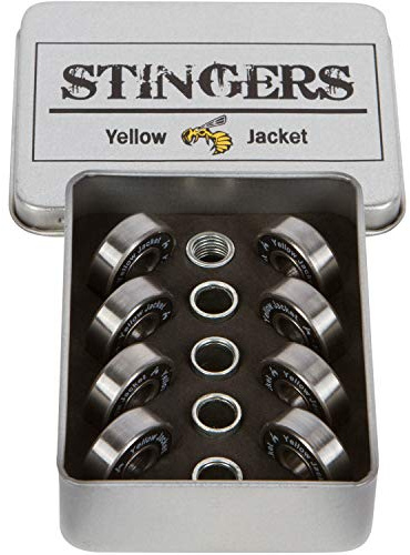 Yellow Jacket Premium Skateboard Bearings, Pro Longboard Bearings, 608, ABEC 11, Washers and Spacers, Black Mamba (Pack of 8)