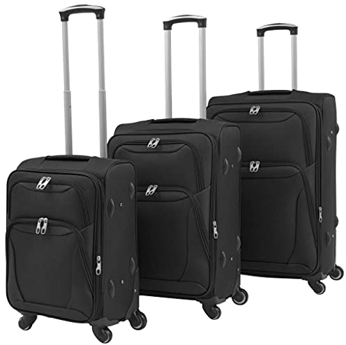 vidaXL 3X Reisekoffer Schwarz Weichgepäck Trolley Handgepäck Kofferset Koffer