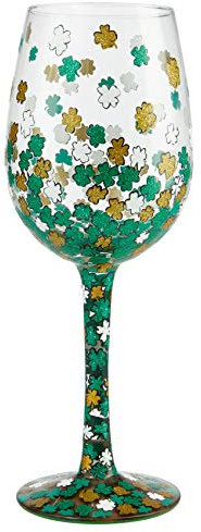 Enesco Designs by Lolita Shamrock - Copa de vino artesanal pintada a mano, 1 unidad (paquete de 1), multicolor