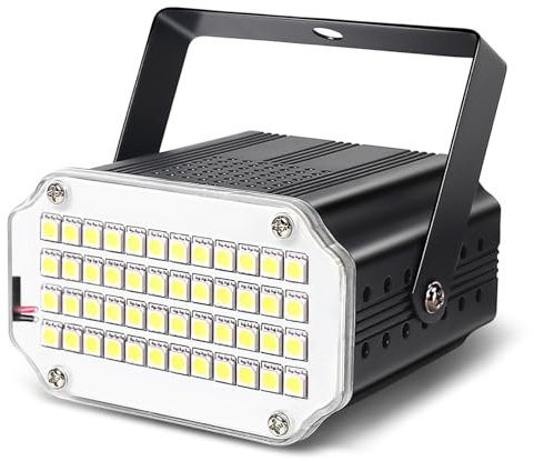 48 Led Strobo Discoteca Luce Stroboscopica Ritmo Musica per Casa, Mini Led Strobe Lights Faretto Stroboscopico Bianco per Parties, Lampada Stroboscopiche Luci Bianca ad Intermittenza Stroboscopi
