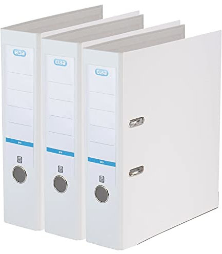 Elba Ordner A4, smart Pro, 8 cm breit, Kunststoff außen, weiss, 3 Stück