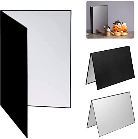 Selens 3 in 1 Light Reflector Food Photography Diffuser Cardboard 29x42cm Foldable Black White Silver Thick Paper Board Double Sided for Product Still Life Props Photo Studio Shooting A3