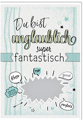 KE - Exklusive Geburtstagskarte mit Rubbelfeld, coole Designs, inkl. Umschlag, 17x11.5 cm - Motiv: Fantastisch
