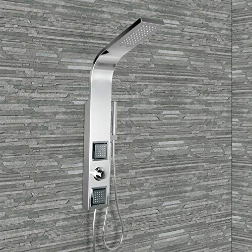 Steinkirch Premium Edelstahl Duschpaneel Duschsäule Duschset Regendusche k3, : mit Eckmontageset