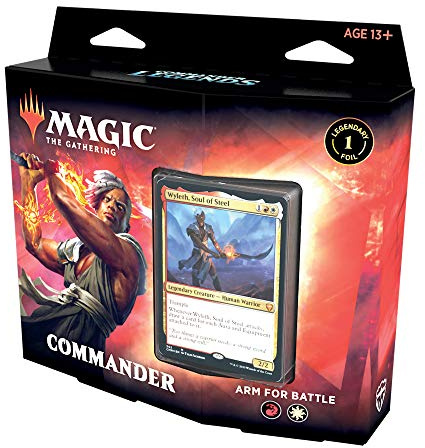 Magic The Gathering Legends Brazo para Batalla (100 Cartas Listas para Jugar, 1 Comandante de lámina, Rojo-Blanco)