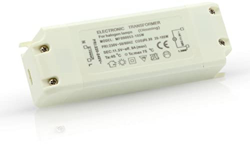 Yafido Alogene Trasformatore elettronico da 230V (AC) a 12V (AC) 20-105W, Protezione da Sovraccarico per Trasformatori, Dimmerabile