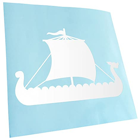 Kiwistar - Autoaufkleber - Wikinger Schiff Drachenboot - weiss - 24x16cm - Heckscheibe Auto Aufkleber wetterfest für Kfz LKW Mofa Truck - Sticker außen selbstklebend Tuning Zubehör für Fenster