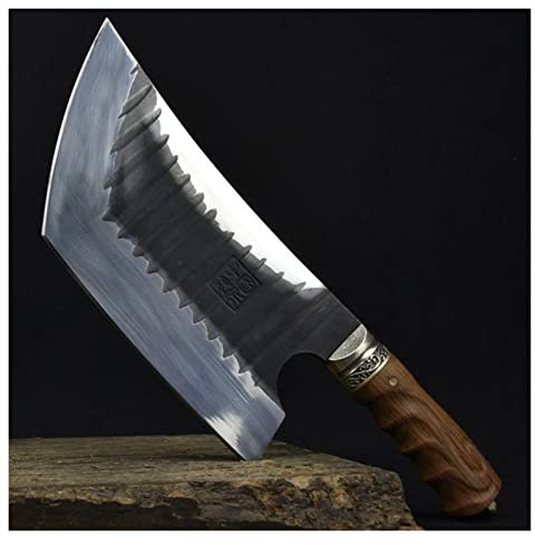 Cuchillo de cocina forjado hecho a mano 9.5 pulgadas Ultra Sharp Chop Cuchillo caliente Cortador de carne de hueso y herramientas de aves de corral