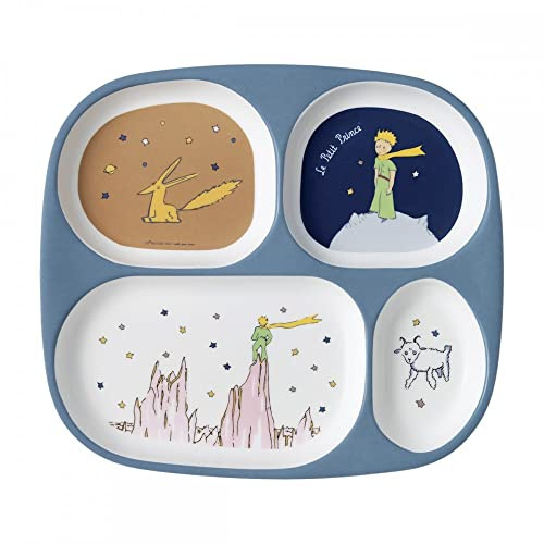 Le Petit Prince PLATEAU À 4 COMPARTIMENTS MELAMINE - Sans BPA - Lavable Au Lave-Vaisselle - 6M+ - 24 x 21 -