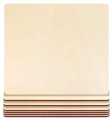 WYKOO 7 Pack 12 x 12 Inch Basswood Sheets Plywood Board, Unfinished Blank Square Wood Pieces, 4mm Craft Wood, Perfect for DIY Projects, Painting, Drawing, Laser, Wood Engraving