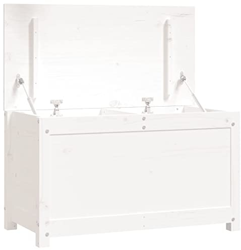 vidaXL Caja de Almacenamiento Cofre Baúl Armario para Ropa Juguetes Sala de Estar Salón Habitación Dormitorio Madera Maciza de Pino Blanco
