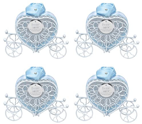 4 STÜCKE Hochzeit Pralinenschachtel Weißblech Herzförmige Pralinenschachtel Romantische Geschenkbox Zum Valentinstag für Parfüm Pralinen Hochzeitsempfänge, Braut- und Babypartys,(Blau)