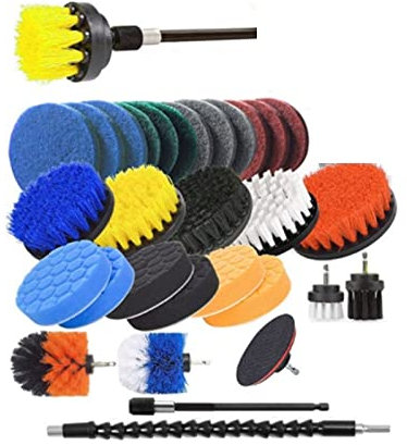TMPTY Bürste for Bohrer, Kraftreinigungs-Scheuerbürsten-Set mit langem Aufsatz, Staubreinigungswerkzeuge for Badezimmer, Küche, Dusche, Fliesen, Automobil, 31 Stück