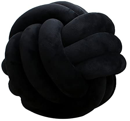 GYCS Weiche Knoten Ball Kissen Knoten Kissen knotenkissen Bett Gefüllte Kissen Wohnkultur Kissen Ball Plüsch Bett deko Werfen gut gut abgedichtet-Padded,Schwarz,22cm