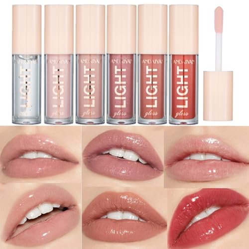 6Pcs Lip Oil Light Lip Gloss Set, Moisturizing Lip Glow Oil