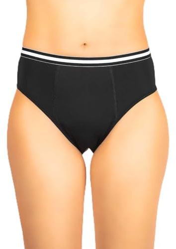 Haute pression Pivoine Culotte Haute menstruelle pour Femme avec Galon élastique à la Taille,Noir, Flux Abondant T46 sous-vêtement, Noir, 46