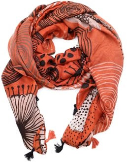 QUEEN HELENA Warmer Gemusterte Bunter Winterschal für Damen SC22-8 Orange, Einheitsgröße