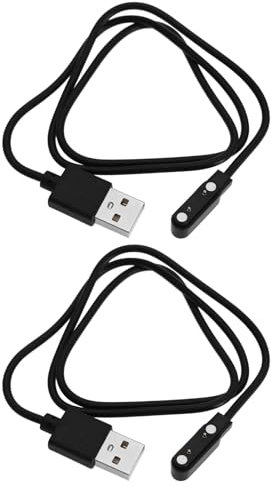 ECSiNG Lot de 2 câbles de Charge magnétiques USB vers 2 Broches pour Montre Intelligente, traqueur de Fitness, câble de Contact, espacement des Broches 7,62 mm, Longueur 60 cm, Noir