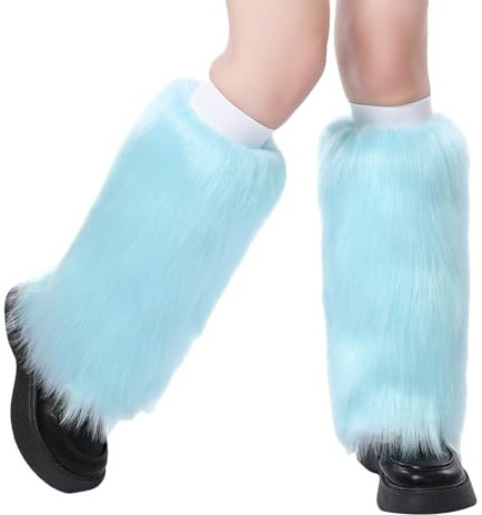 Generisch Faschingskostüme Damen Kunstpelz Beinwärmer Plüsch Beinwärmer, Mädchen Furry Fuzzy Beinwärmer Winter Stulpen Damen für Winterwärmer Karneval Halloween Fasching Mottoparty Verkleidung